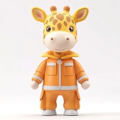 Sticker - a toy giraffe is wearing an orange outfit