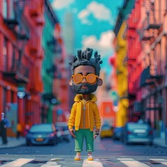 Canvas Print - a toy of a man with glasses and a yellow jacket