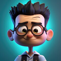 Poster - a very cute looking cartoon character with glasses