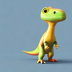 Canvas Print - a yellow and green dinosaur with big eyes