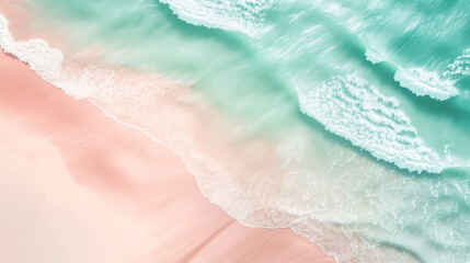 Wall Mural - Sea surf on a pink sand beach from a bird's eye view