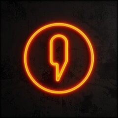 Poster - Round orange neon power on logo on a black background. 3D style. AI generative.
