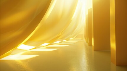 Wall Mural - 3D Render  yellow Rays of Light