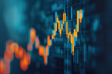 Poster - Abstract financial graph with colorful up and down candlesticks, representing stock market trends, investment analysis, and economic data visualization.