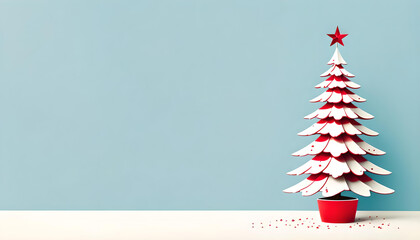 Wall Mural - Cute little christmas tree card with copy space