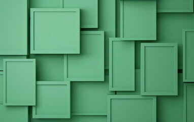 Poster - Abstract background of overlapping green frames with shadows, creating a geometric pattern effect. Perfect for designs and backgrounds.