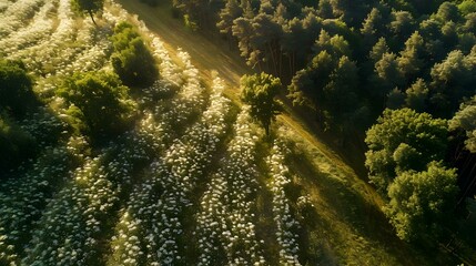 Canvas Print - A forest edge with a field picture