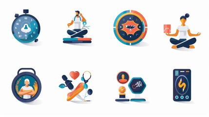 Canvas Print - Abstract flat design icons set of business, digital marketing, strategy, finance, and workflow.