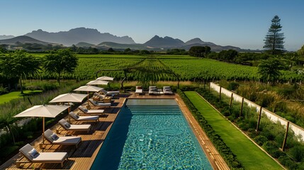 Wall Mural - Swimming pool with views of the vineyards