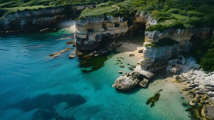 Wall Mural - A beach with picturesque cliffs where guests picture