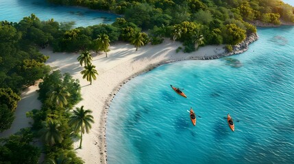 Wall Mural - Beach with lagoon for kayaking where guests picture