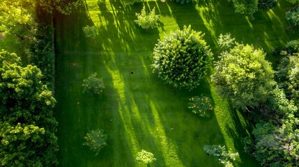 Wall Mural - Lawn with fruit trees where green grass picture