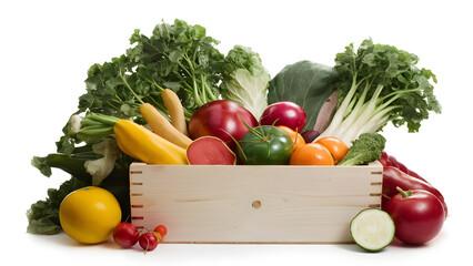 Wall Mural - wooden box with vegtables isolated