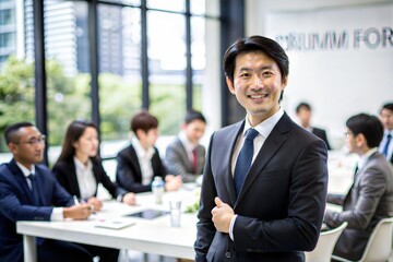 Poster - Professional Asian Entrepreneur at Business Forum
