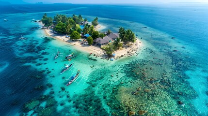 Wall Mural - A tropical island with coconut image