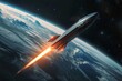 © ChomchoeiFoto - Hypersonic spacecraft entering Earth atmosphere, high-speed space travel