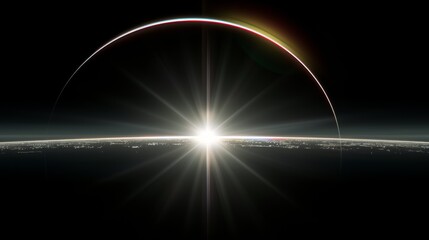 Canvas Print - A bright light shining through the atmosphere of a planet, AI