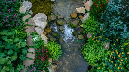 Sticker - A mountain stream with clean transparent water img