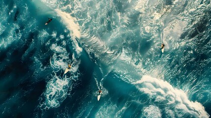 Poster - An ocean with surfing waves img