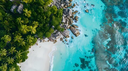 Wall Mural - The Seychelles Islands with their granite cliffs