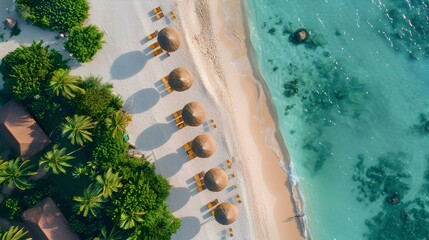 Wall Mural - Beach with private cabanas located along picture