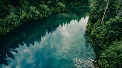 Sticker - A forest lake with clear water img