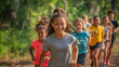 © Наталья Евтехова - A telephoto angle photo of kids participating in a fun outdoor fitness class, guided by an energetic instructor, environmental scientists, engineers, activists working, environment