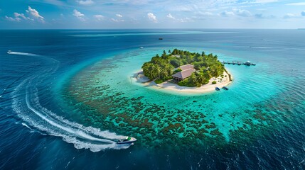 Poster - A tropical island with a jet ski img