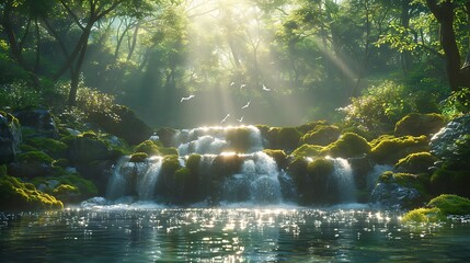 Wall Mural - waterfall in the park