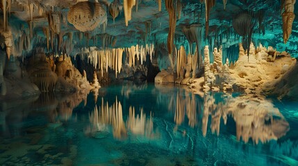 Wall Mural - Grottoes with crystal clear water inside