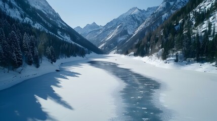 Sticker - A snow-covered lake in the mountains picture