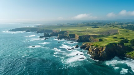 Wall Mural - A coastline with cliffs on a sunny image