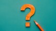 © Shivamrajput46  - orange colour Question mark symbol on blue background with space for text in conceptual photo.