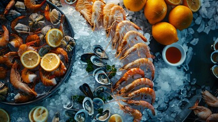 Poster - Seafood buffet where shrimp mussels and oysters image