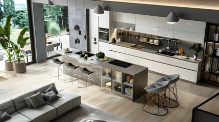 Wall Mural - The kitchen is modern with island picture