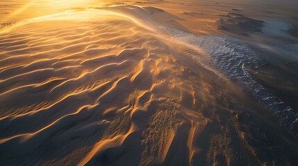 Sticker - Desert at sunset when the sand dunes image