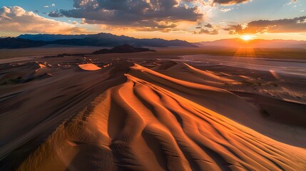 Poster - Desert at sunset with long shadows image