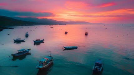 Wall Mural - A bay with fishing boats picture