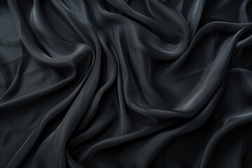 Wall Mural - elegant black silk texture with subtle wave patterns luxurious minimalist design creates a sense of depth and movement highdefinition details showcase the fabrics smooth reflective surface