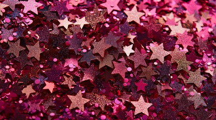 viva magenta glitter Shiny Festive stars confetti. pattern holiday confetti backdrop star christmas decoration celebration gold ornament winter glistering object symbol shape isolate