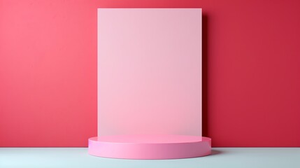 Poster - Bright complementary color with a simple geometric podium mockup, ideal for advertising presentations needing a bold and eye-catching design. Clean and Clear Color, Realistic Photo, , Minimalism,