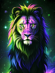 Wall Mural - Abstract colorful elegant neon lion art