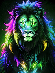 Wall Mural - Abstract colorful elegant neon lion art