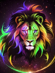 Wall Mural - Abstract colorful elegant neon lion art