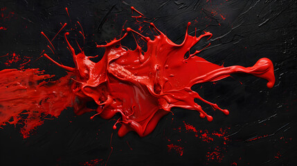 a painting of red splatters on a black background