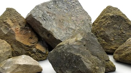 Poster - Large Rocks Isolated on White Background Generative AI