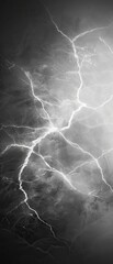 Wall Mural - A black and white photo of a lightning bolt with a white background