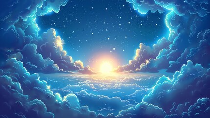 Wall Mural - Design a cartoonstyle image of a celestial vision leaving lots of room for text