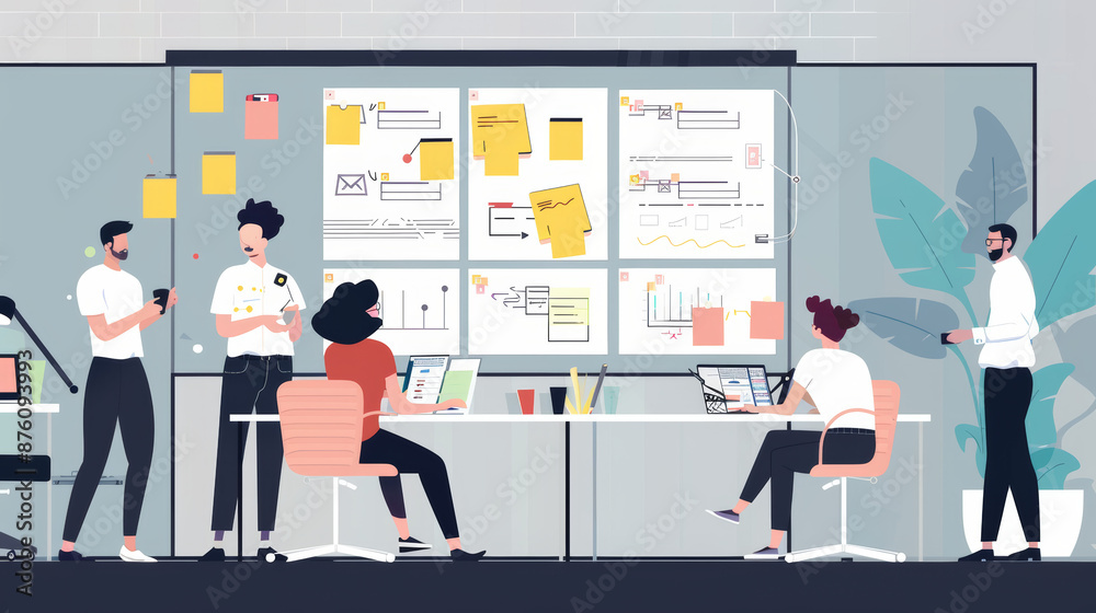 Visible Use Of Collaboration Tools Like Whiteboards With Diagrams And Visible Use Of Collaboration Tools Like Whiteboards With Diagrams And