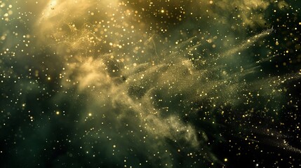 Poster - Golden powder explosion with dynamic particles against a black background